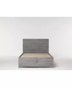 Letto 1 piazza e mezza "hi box" rovere grigio con rete, contenitore e piedini 120x190 cm